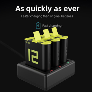 Batterie au lithium-ion Telesin, batterie de remplacement pour les caméras d'action GoPro <span class=keywords><strong>Hero</strong></span> 12/11/10/9 -- Batterie <span class=keywords><strong>Go</strong></span> <span class=keywords><strong>Pro</strong></span> - Product Image 4
