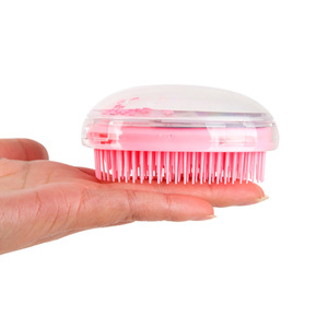 Cartoon <b>Egg</b> Hair Comb Scalp Massager Portable Round Cushion Comb Makeup Straightening Comb Pink Purple Cats Design - Product Image 4