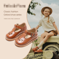 Chaussures Mary Jane à bride en T en cuir PU souple, nouveau design personnalisé, bords festonnés, fermeture auto-agrippante, respirantes pour fillette, idéales pour l'école