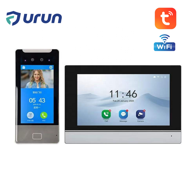 Tuya Smart WiFi 8 Inch Face Biometric Access Controller IP Video Intercom With 7 Inch Indoor for Multiple Apartments Entry