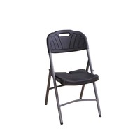 Chaises et table pliantes en plastique pour l'extérieur, couleur noire, en vente