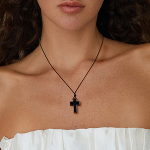 Collar de Piedra Natural <span class=keywords><strong>2026</strong></span>, Collar de Moda con Colgante de Cruz de Cristal en Bruto con Energía Curativa, Collar de Cuerda de Cuero al por Mayor para Mujeres y Hombres - Product Image 4