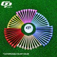 Tees de golf électro-plaqués couleur personnalisée, 4 tailles (42mm-83mm), surface brillante, résistants à l'usure et aux dommages, en plastique GP-T078
