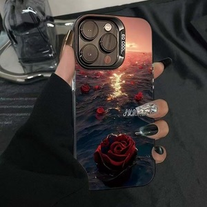 เคสโทรศัพท์มือถือ TPU ลายดอกกุหลาบพิมพ์ลายดอกไม้สีเงินสำหรับ iPhone 8 x XR XS 11 12 13 14 15 16 17 PRO MAX - Product Image 1