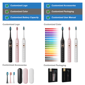 Cepillo de Dientes Sónico Eléctrico Recargable, Silencioso, 5 Modos, IPX7, 180 Días de Duración de la Batería, Temporizador, Cerdas de Nailon Dentales, <span class=keywords><strong>Negro</strong></span> - Product Image 6