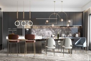 Meubles de <span class=keywords><strong>cuisine</strong></span> minimalistes haut de gamme <span class=keywords><strong>avec</strong></span> plan de travail en quartz, meubles de <span class=keywords><strong>cuisine</strong></span> modulaires sur mesure <span class=keywords><strong>avec</strong></span> étagères <span class=keywords><strong>ouvertes</strong></span> et porte-bouteilles - Product Image 4