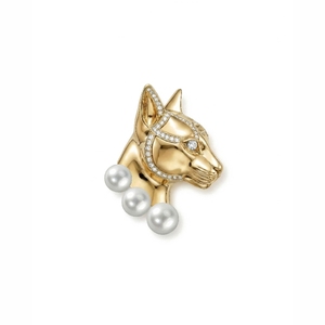 [Salon international de bijoux de Hong Kong] Broche vintage inspirée du chat Bastet égyptien avec perles brillantes - Product Image 1