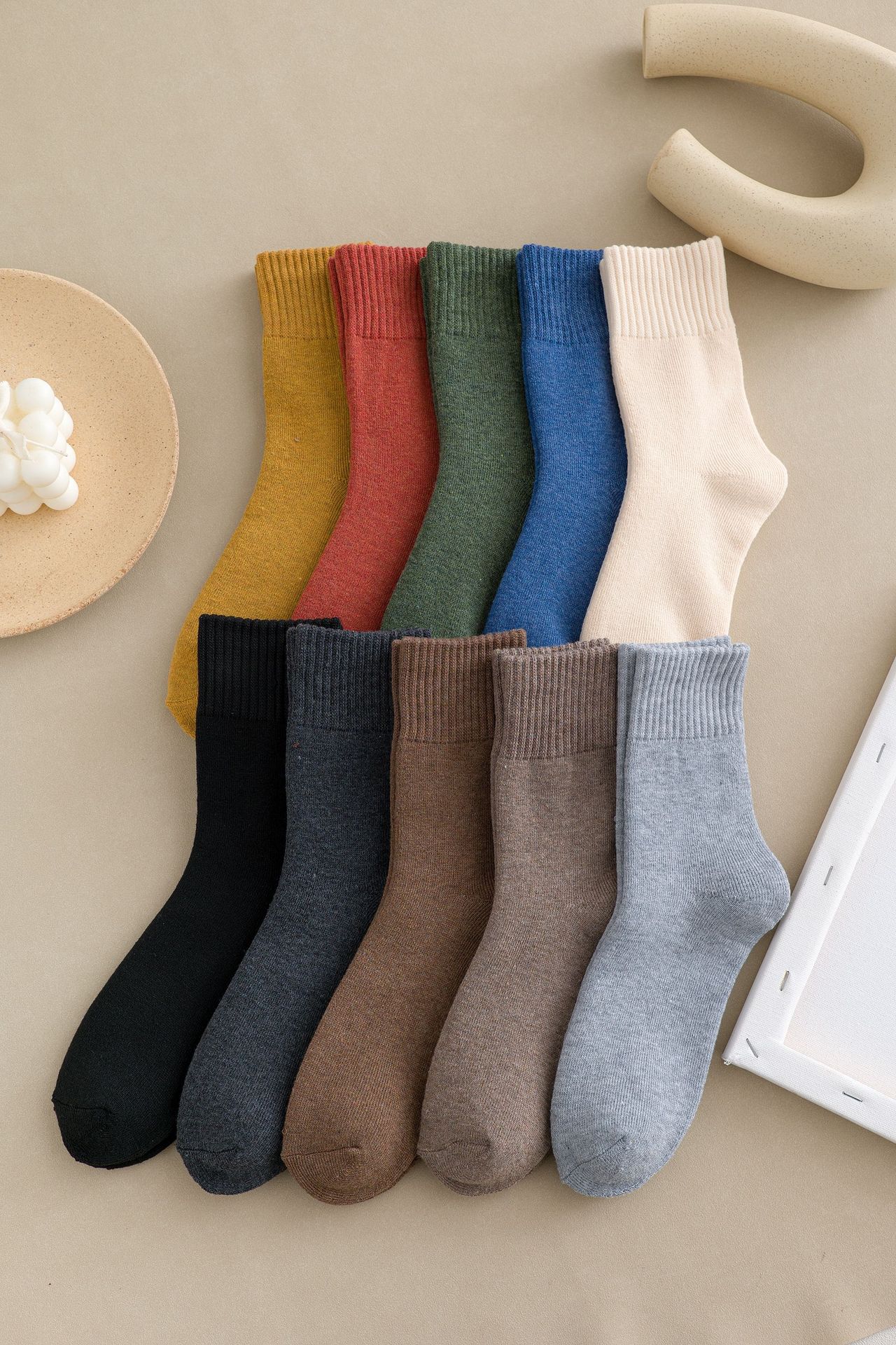 Ladies terry socks-color self-note