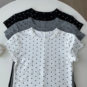 Vendita calda t-shirt estive a maniche corte da donna nuovi top dimagranti alla moda con girocollo a <span class=keywords><strong>pois</strong></span> realizzati in tessuto t-shirt - Product Image 3
