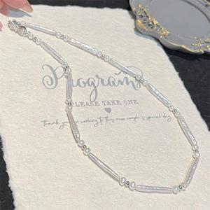 Zhuji Baroque Shaped Freshwater Pearl Necklace Whole <b>Body</b> Pure Silver with New Brushed <b>Bow</b> Elegant Jewelry - Product Image 4