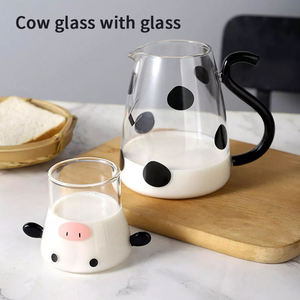 Vaso de Agua Creativo de Vidrio Borosilicato para Leche y Café, Logotipo Personalizado, Diseño Bonito con Tapa, Reutilizable, Capacidad de 550/1800 ml - Product Image 3