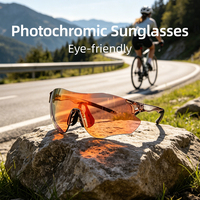 Lunettes de cyclisme photochromiques sans monture TR90 PC UV400 anti-buée légères vision large plaquettes nasales réglables course randonnée OEM personnalisées