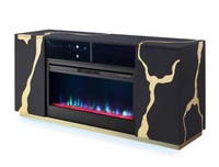 Meuble d'appoint avec miroir LED Cheminée électrique meuble TV avec diamant écrasé