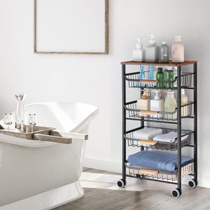 <span class=keywords><strong>Chariot</strong></span> de service utilitaire industriel <span class=keywords><strong>avec</strong></span> paniers coulissants pour le stockage des fruits paniers en maille support 5 niveaux <span class=keywords><strong>chariot</strong></span> chariots de stockage sur roulettes - Product Image 5