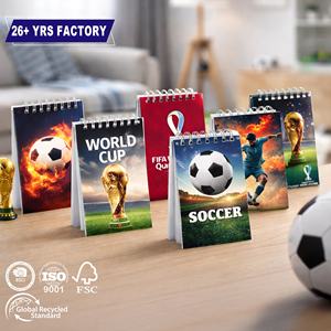 สมุดบันทึกแบบสันห่วง OEM Mini Desktop Table A7 สำหรับ<span class=keywords><strong>ฟุตบอล</strong></span><span class=keywords><strong>โลก</strong></span> 2026 สหรัฐอเมริกา-แคนาดา-เม็กซิโก พิมพ์ลายตามสั่ง บันทึกการเดิมพัน <span class=keywords><strong>ติดตาม</strong></span>ผลการเดิมพัน - Product Image 1