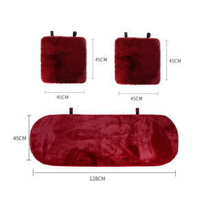 Coussins de siège de voiture en peluche, ensemble complet, chauffants, confortables, épais, rouges, 3 pièces - Product Image 5