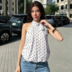Pure Desire Sexy Mesh Camisole Top Backless Halter <b>Tie</b> Polka Dot Print Sweet Spicy Cute Blouson Loose - Product Image 2