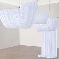 Voilages de plafond blancs pour mariages et fêtes, longs rideaux de plafond, tentures de tente, sans plis, en soie, faciles à draper et à accrocher, draperies blanches