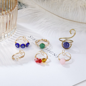 Meilleures ventes : Ensemble de 6 bagues unisexes en alliage de la marque Mairi, modèle Sku6458, avec pentagramme torsadé unique et multicolore, collection juillet. - Product Image 2