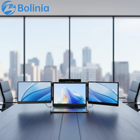 Moniteur portable Bolinia à trois écrans IPS LCD USB-C 14 pouces 1080P, extension d'écran double pour ordinateur portable, série professionnelle rétroéclairée par LED