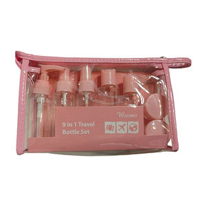 חם 60 מ "ל 9 חתיכות פלסטיק נסיעות סט רוכסן סט סט עבור משאבת קרם קוסמטיקה מיכל מיכל ספריי להעיף להעיף כובע בקבוק כובע שמיש פעמי - Product Image 1