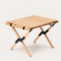Table pliante en bois de hêtre massif, table de camping portable pour pique-nique en extérieur avec sac de transport pour barbecue
