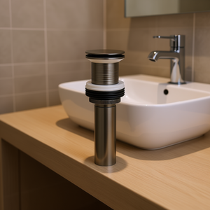 Válvula de desagüe pop-up para lavabo de baño de 2.8 pulgadas, de acero inoxidable cepillado, con conexión roscada, diseño moderno - Product Image 2