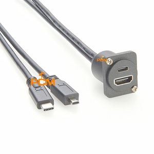 0.3m Interface Multimédia Haute Définition <span class=keywords><strong>Femelle</strong></span> 2.0 à <span class=keywords><strong>Micro</strong></span> HD Port Mâle Adaptateur Connecteur USB C 3.1 Montage sur Panneau Câble Vidéo - Product Image 4