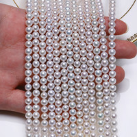 Collier semi-fini de haute qualité en perles d'eau douce naturelles rondes de 5 mm pour la décoration des ongles
