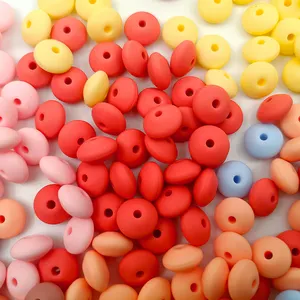 Vente chaude perles à mâcher en Silicone de qualité alimentaire en vrac bébé mâcher perles de lentilles Abacus pour bricolage collier de dentition en gros