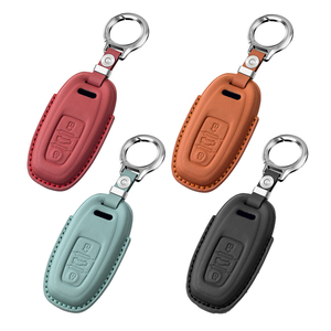 Housse de protection pour <span class=keywords><strong>clé</strong></span> de voiture en cuir de vachette pour <span class=keywords><strong>Audi</strong></span> A4 A5 A6 Q5 SQ5 A7 A8, <span class=keywords><strong>double</strong></span> couture, anti-rayures, coque de protection pour télécommande intelligente - Product Image 1