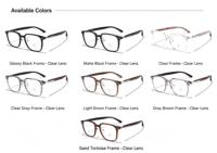 Vente en gros de montures optiques anti-lumière bleue AC, style rétro carré, en TR90 et PC, prêtes pour la prescription, collection de 7 couleurs
