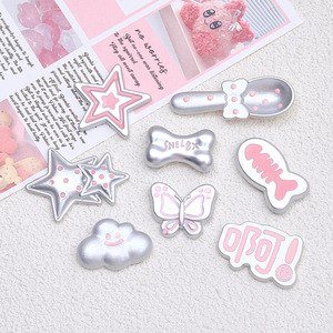 อุปกรณ์ตกแต่งอะคริลิคแบบ DIY สีเงินด้านชมพู รูปแมว โบว์ผีเสื้อ ปลาตัวเล็ก ลูกแมว สำหรับโทรศัพท์ เครื่องเขียน รถยนต์ ของตกแต่ง - Product Image 1