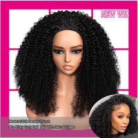 Demi-perruque afro bouclée crépue en cheveux naturels, densité 200, sans couture, à porter sur le dessus de la tête, sans colle, prête à porter, idéale pour les débutantes