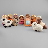 Produits en stock Statues religieuses catholiques Ensembles de crèche chrétiens en polyrésine Joseph Marie Bébé 10,5 cm Sainte Famille Crèche