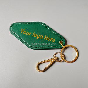 Tùy chỉnh logo dập nổi PU da motel móc khóa | trống phòng khách sạn thẻ chìa khóa với móc kim loại - Product Image 2