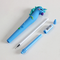O & Q alta calidad Dreamy Unicorn Hard Silicone Macaron Color Holder Stylo Gel Ink para niños Blue Glitter 0,5mm regalo perfecto
