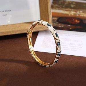 Bracelet minimaliste en alliage de zinc électroplaqué et émaillé, style chinois traditionnel, finition goutte d'huile, vente en gros - Product Image 2