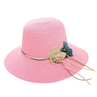 Chapeau de plage d'été en papier de paille tissé personnalisable en gros pour les femmes à larges bords belles fleurs pour la pêche en plein air décontracté