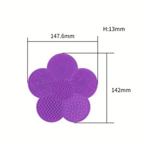 Silicone Plum Blossom Washing <b>Pad</b> Flower Cleaning Tool for Puff Makeup Brush with Labeling Foldable and <b>Suction</b> Cup Included - Product Image 4