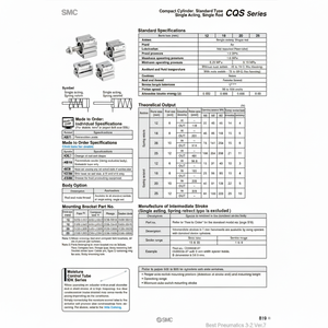 SMC Pneumatics Cylindre CQSB12-5T compact Pièce pneumatique de haute qualité - Product Image 1