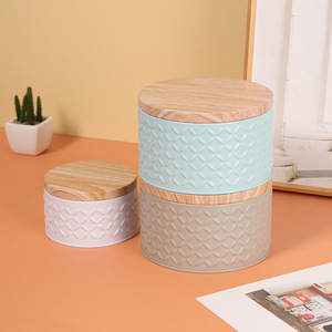 Iron Airtight Jar For Storing Cookies Snacks Tea Coffee Beans With Wooden Lid Food Storage <b>Container</b> - Product Image 4