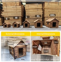 Grande niche pour chien en bois de luxe classique avec fermeture à bouton, pour l'extérieur et l'intérieur, anti-corrosion, en bois massif, pour chiens, toutes saisons