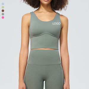 Tops de Fitness de secado rápido de alta elasticidad de transporte acanalado de nailon de alta calidad, almohadillas fijas para sujetador, <span class=keywords><strong>tirantes</strong></span>, sujetador de Yoga - Product Image 1