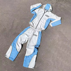 BINBEIER Custom Colorblock Design Print Logo Waterproof 100% Polyester Quick Dry Zip up Hoodie and Pant Set Tracksuit for Man