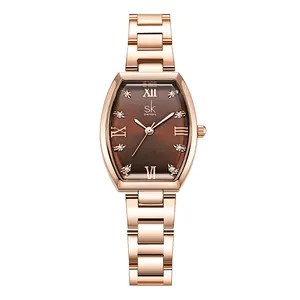 SHENGKE 독특한 디자인 다이아몬드 아이스 아웃 SK 엘리트 시계 방수 여성 쿼츠 시계