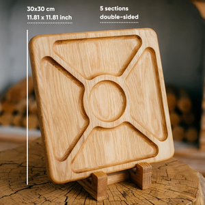 Design Chêne Fruits Alimentaire Plateau <span class=keywords><strong>de</strong></span> Service en Bois Plateau Rond Assiettes en Bois Pour Aliments - Product Image 4