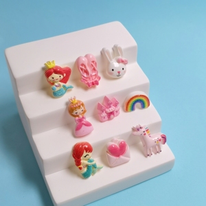 100 pièces de mini-perles plates adorables, assortiment arc-en-ciel, <span class=keywords><strong>nuage</strong></span>, sirène, princesse, <span class=keywords><strong>licorne</strong></span>, cœur, enveloppe, perles pour slime, pour la décoration de centre de nœuds à cheveux - Product Image 3