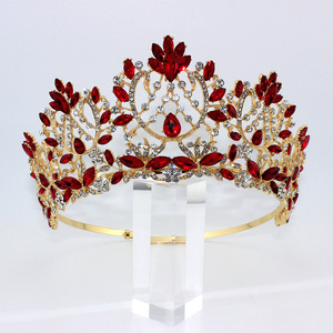Luxury Teardrop Rhinestone <b>Crown</b> Gold Silver Alloy Crystal <b>Tiara</b> For Wedding Bridal Pageant Queen - Product Image 1