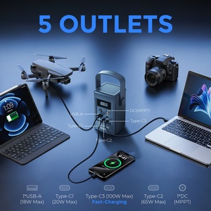 <b>100W</b> Output 96.2Wh LiFePO4 Portable Station USB C Bidirectional Fast Charge <b>Solar</b> 5 Ports Multi Device Charging Ultra - Product Image 2